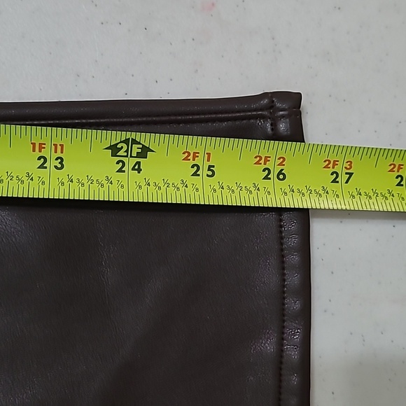Dear John Dark Brown Faux Leather JEANNE Flare Pants size 31 - Picture 9 of 11